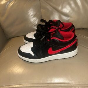 Jordan 1’s Low Fire Red Black Sneakers